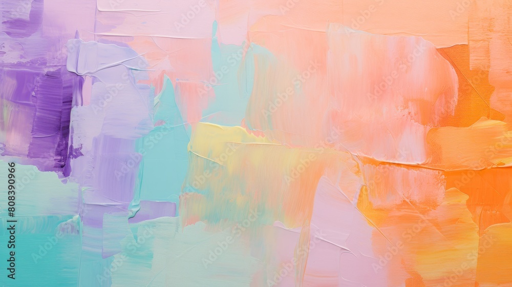 Vibrant abstract acrylic painting with a smooth blend of pastel colors creating a dreamlike canvas texture suitable for creative backgrounds or artistic design elements