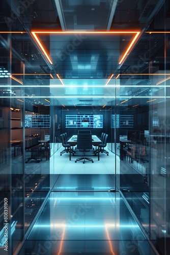 A holographic phone display projecting a 3D video call in a dark