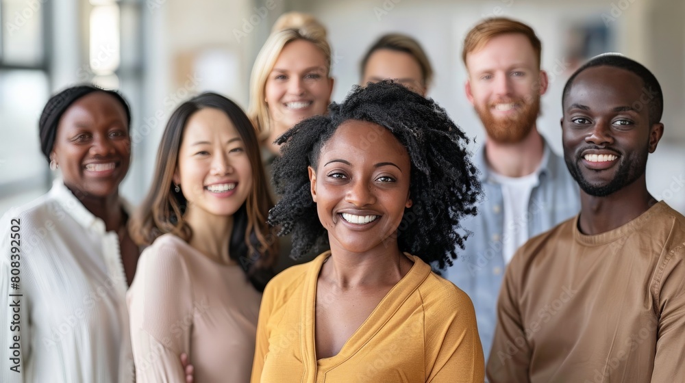 A portrait of a happy and diverse team of colleagues. They are all smiling and looking at the camera, and they look like they are really happy to be working together. environment. A portrait of a happy and diverse team of colleagues. They are all smiling and looking at the camera, and they look like they are really happy to be working together. environment.