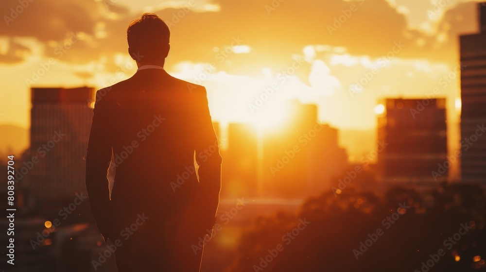 Silhouette of business man with ambitions Silhouette of business man with ambitions