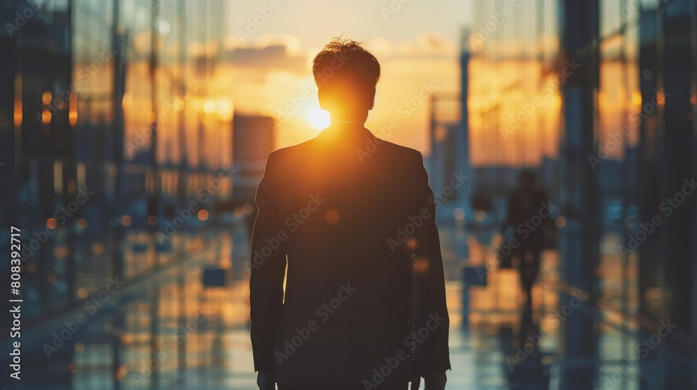 Silhouette of business man with ambitions Silhouette of business man with ambitions