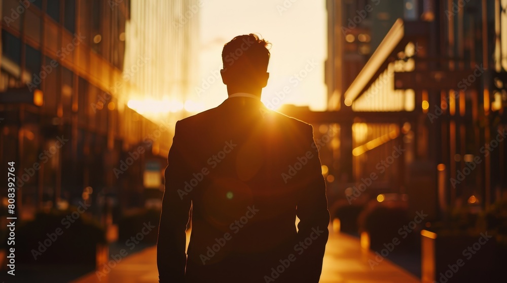 Silhouette of business man with ambitions Silhouette of business man with ambitions