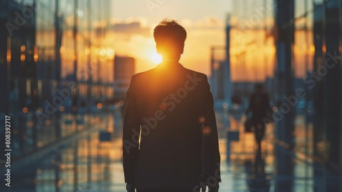 Silhouette of business man with ambitions photo