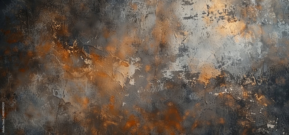 High-resolution image showcasing the rough and rugged beauty of a rustic metal texture with hints of orange rust and weathered silver, perfect for adding an industrial feel to any design