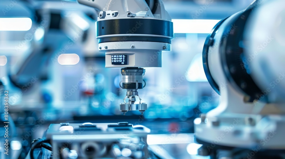 A close-up of the robotic arm's gripper. The gripper is made of a soft material that will not damage the items being picked up. A close-up of the robotic arm's gripper. The gripper is made of a soft material that will not damage the items being picked up.