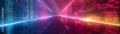 Futuristic neon of music  where beats resonate through a retro color spectrum  banner template sharpen with copy space