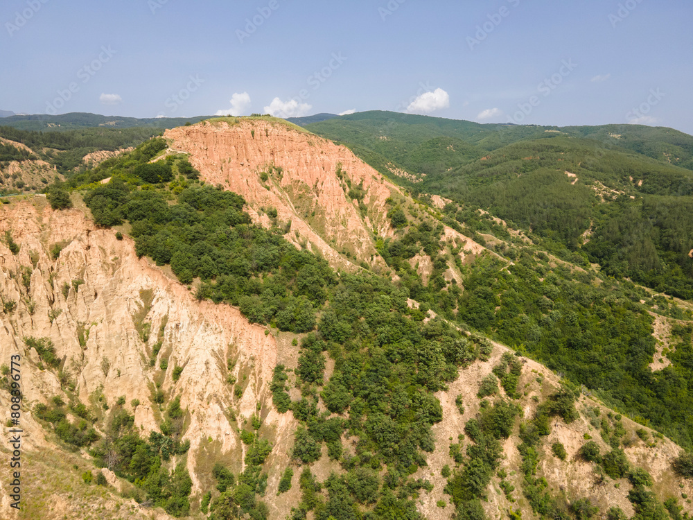 Fototapeta premium Aerial view of rock formation Stob pyramids, Bulgaria