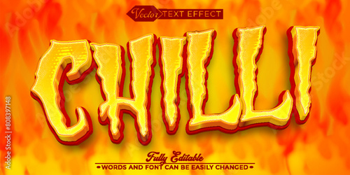 Cartoon Orange Hot Chilli Pepper Vector Editable Text Effect Template