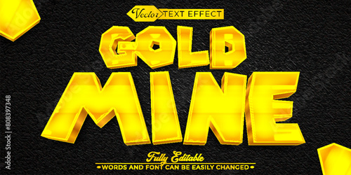 Cartoon Gold Mine Vector Editable Text Effect Template