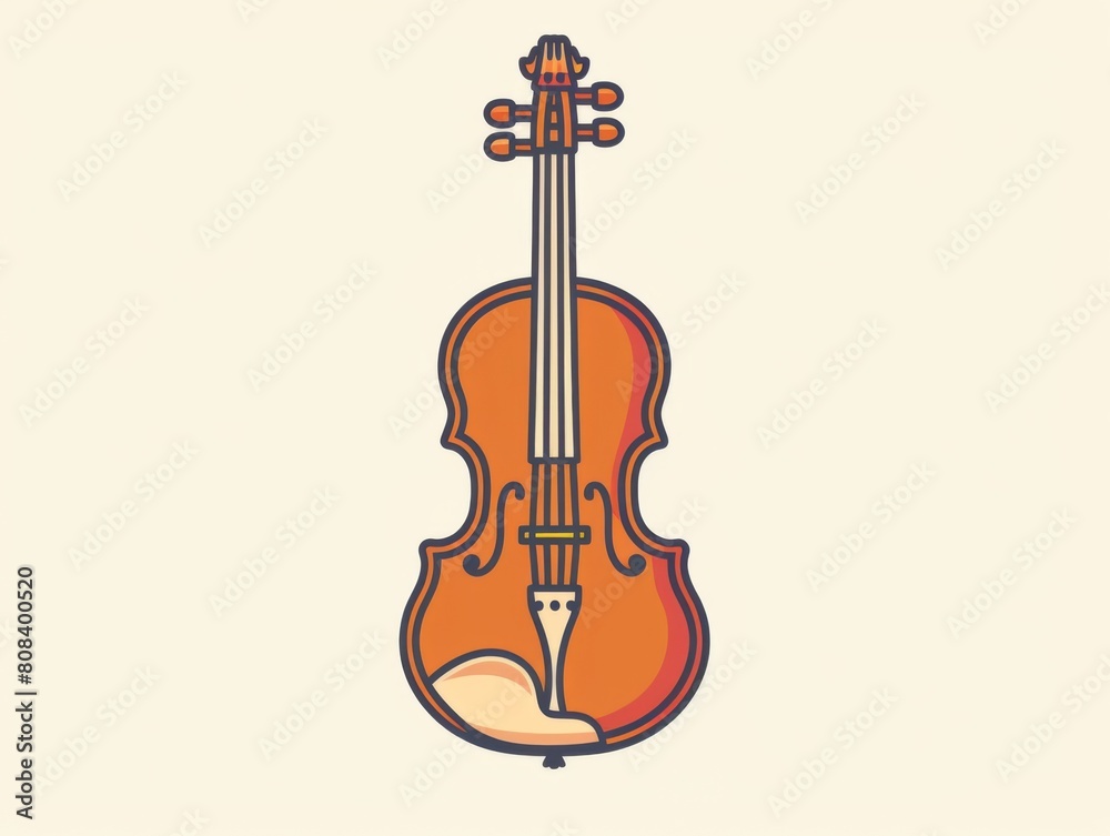 A simplified flat icon of a violin with minimal details, in a warm color scheme on a plain background.