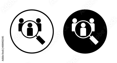 Hiring icon vector isolated on white background. Human resources concept. Recruitment. Search job vacancy icon. Hire. Find people icon