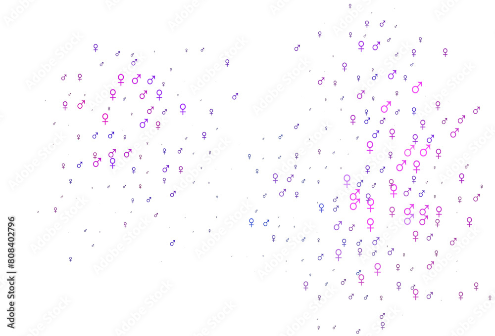 Light pink, blue vector pattern with gender elements. Light pink, blue vector pattern with gender elements.