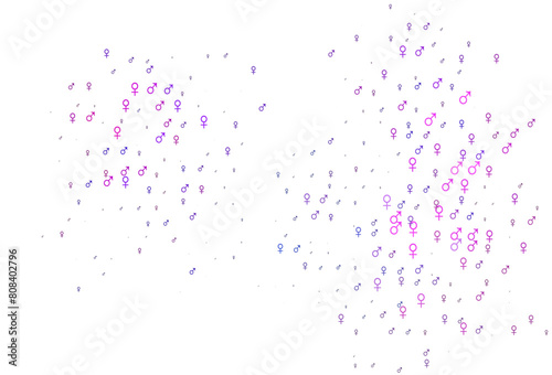 Light pink, blue vector pattern with gender elements.