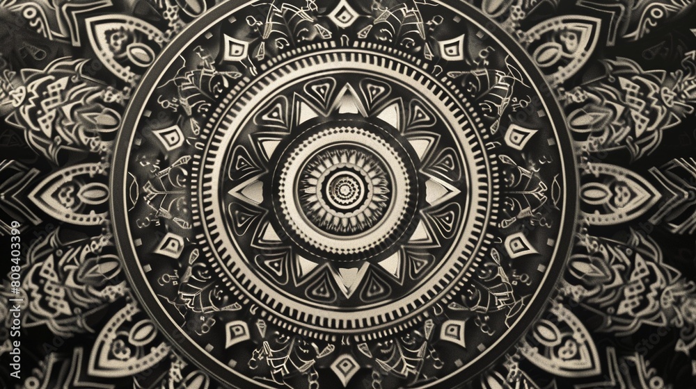 Geometric Mandala, A circular mandala design with intricate geometric shapes and patterns