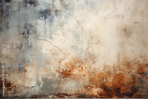 Elegant abstract art background with a textured, grunge-inspired design blending earth tones and cool hues in a wide panoramic format suitable for various creative projects