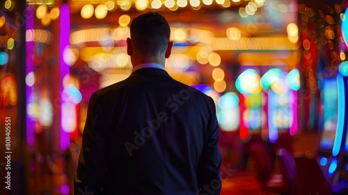 man with his back turned in a casino