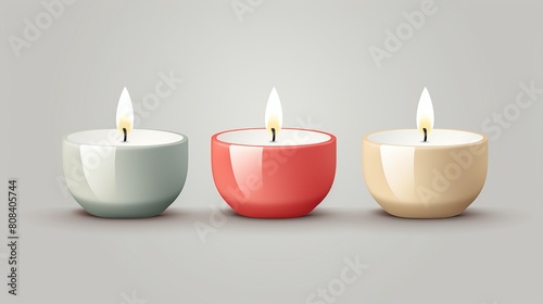 Spa candles with flickering flames 3d, cartoon, flat design