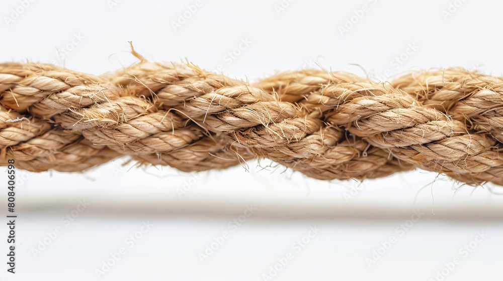 Close-up image of a rope under tension on a white background, representing pressure and strength