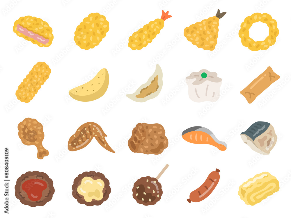 Φωτογραφία 惣菜のアイコンのイラストセット