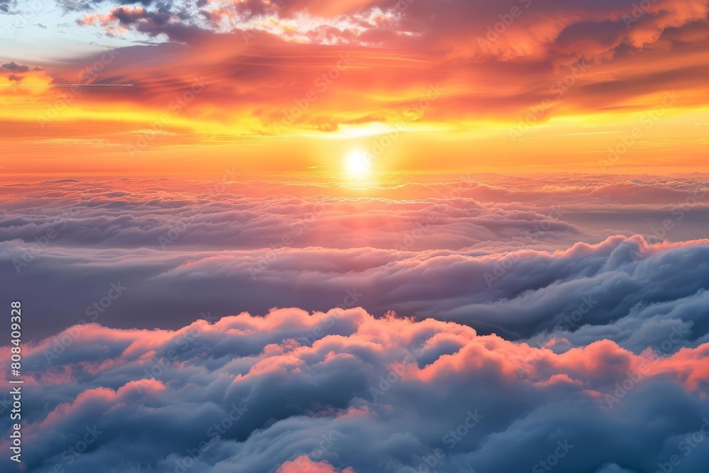 majestic sunset landscape above a sea of clouds breathtaking panoramic view aweinspiring nature photography