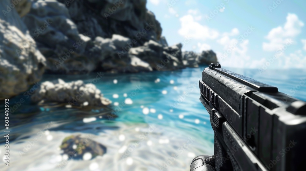 Obraz premium 3D shooting game in high resolution and quality. concept games, console, weapons, bullets, first person, pc, animations, shooting, soldier, man, war
