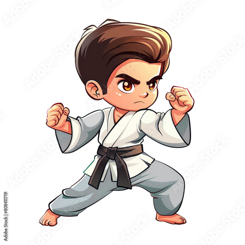 Young boy training karate photo