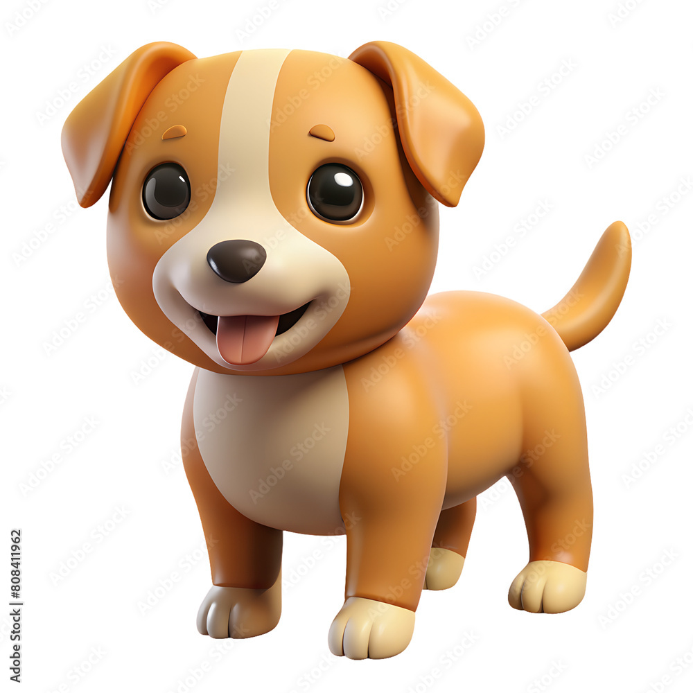 A cute 3D dog, isolated on a transparent background, 3D rendering style A cute 3D dog, isolated on a transparent background, 3D rendering style
