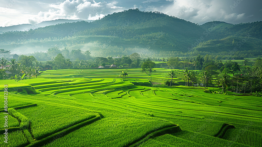 Breathtaking Rural Beauty: Endless stretches of green rice fields, a soothing sight for the eyes and soul. Breathtaking Rural Beauty: Endless stretches of green rice fields, a soothing sight for the eyes and soul.