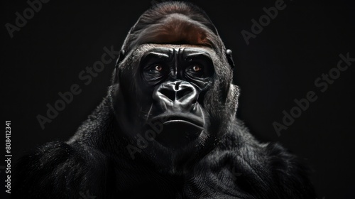 Black and White Portrait of Gorilla © Left
