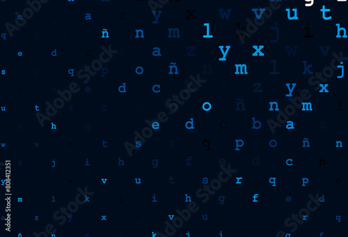 Dark blue vector template with isolated letters.