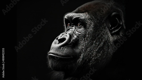 Black and White Portrait of Gorilla
