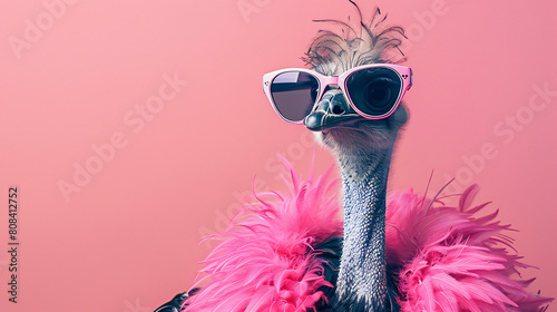 Chic Ostrich in Glamorous Haute Couture photo