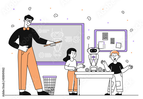 Children design robot vector simple