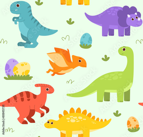 Dino seamless pattern vector