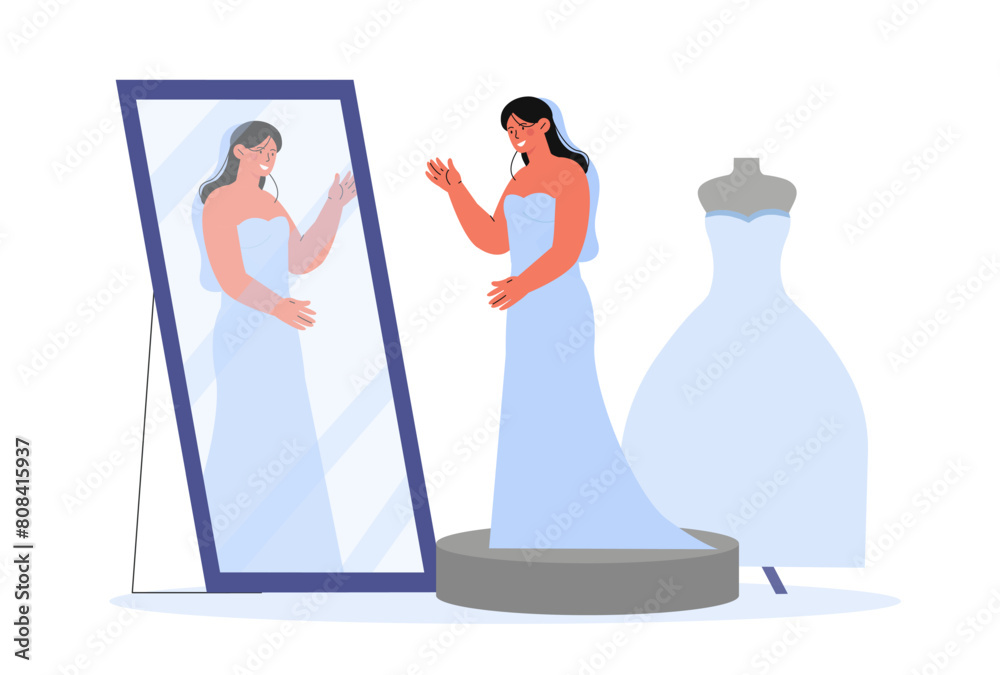 Woman with dress fitting vector