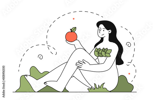 Eva with apple vector simple