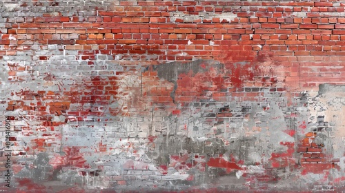 Close view of a distressed red brick wall, capturing the essence of urban life and architectural history, perfect for thematic art projects