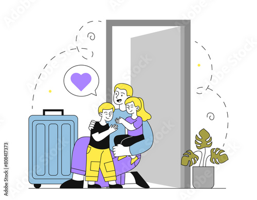 Mother coming home vector simple