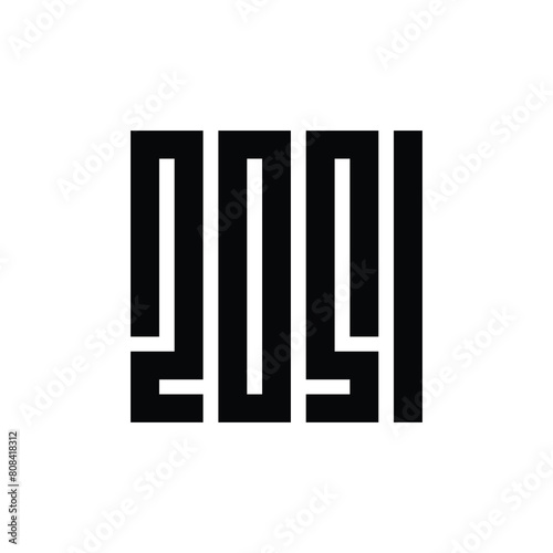 Year 2051 number design, 2051 happy new year sign isolated, logo 2051 text vector illustration, black on white background