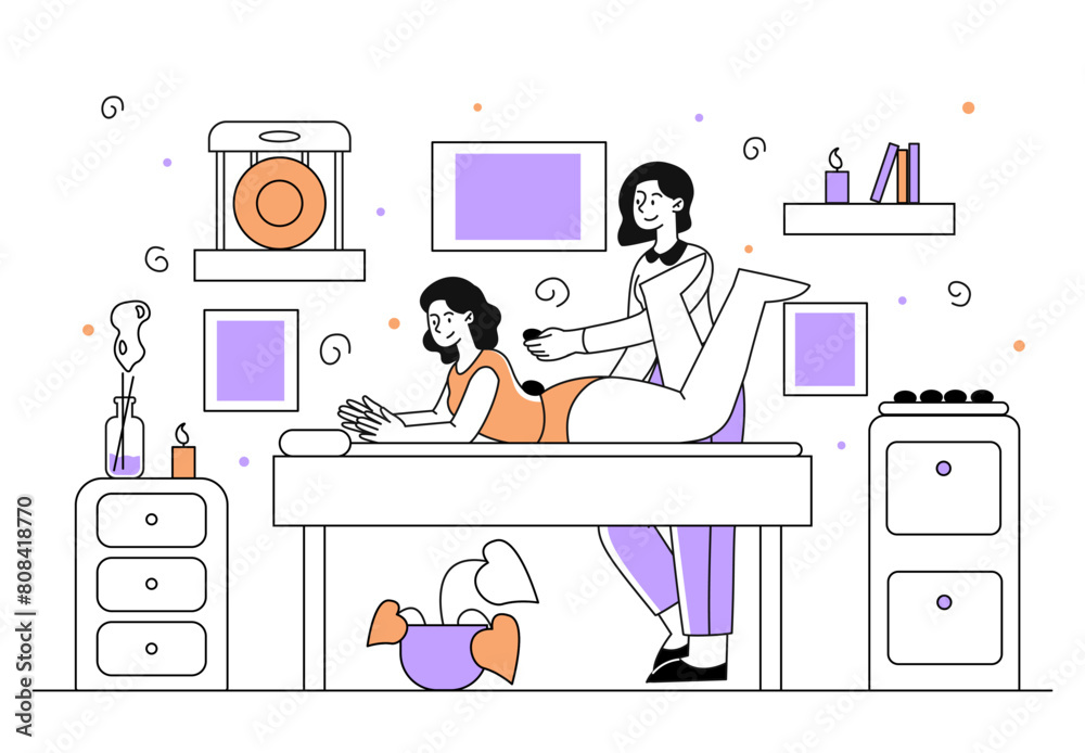 Naklejka premium Woman at massage vector simple