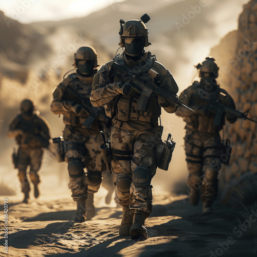 Soldiers on Desert Patrol in Harsh Terrain