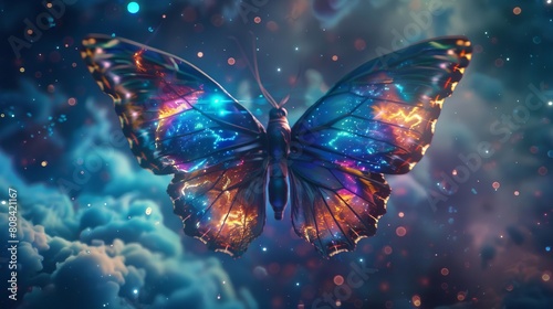 Dramatic butterfly with wings that mimic a cosmic sky © nattapon98