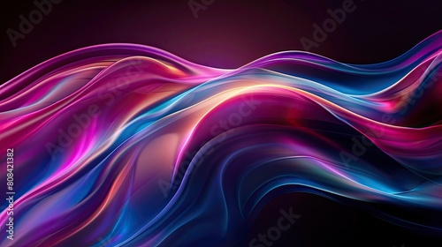 A colorful, flowing line of purple, blue, and red. The colors are vibrant and the line is long