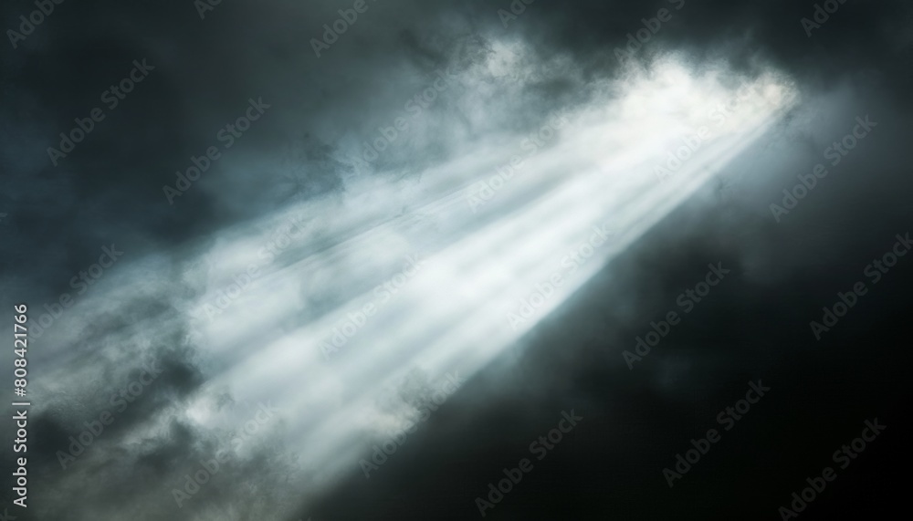 A single ray of sunlight piercing through a dark cloud, illuminating a white space A single ray of sunlight piercing through a dark cloud, illuminating a white space