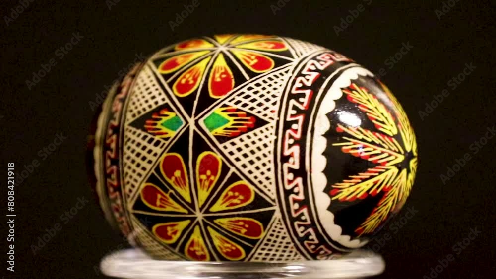 Ukrainian pessankas, pêssanka, colorful eggs finely decorated assorted symbols. Easter eggs.
