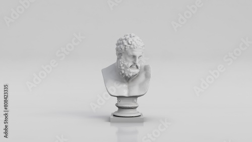 3d render ilustration abstract ceramic white stoic philosopher statue in ceramic white background design template studio light template