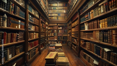 Library full of bookshelf wallpaper