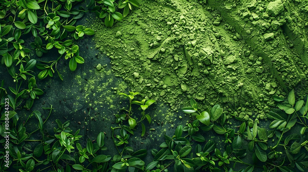 Heap of green matcha powder