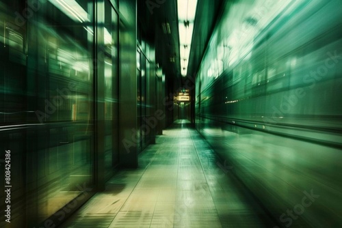 Highspeed motion blur in a corridor  conveying speed and direction