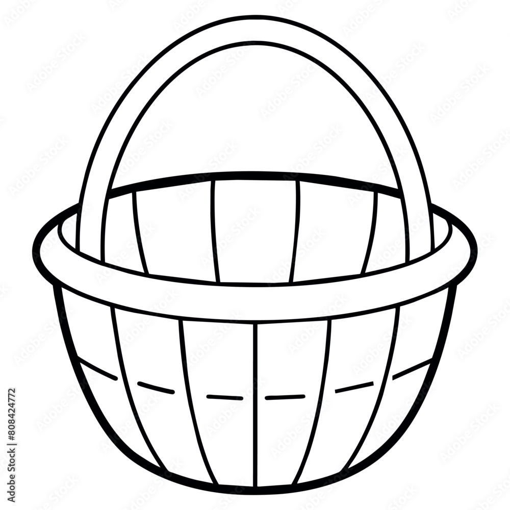 Basket outline coloring book page line art illustration digital drawing Basket outline coloring book page line art illustration digital drawing